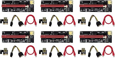 Bumdenuu VER009S PCI-E Riser Card 6 Piece 1X to 16X USB3.0 GPU Mining 4/6Pin