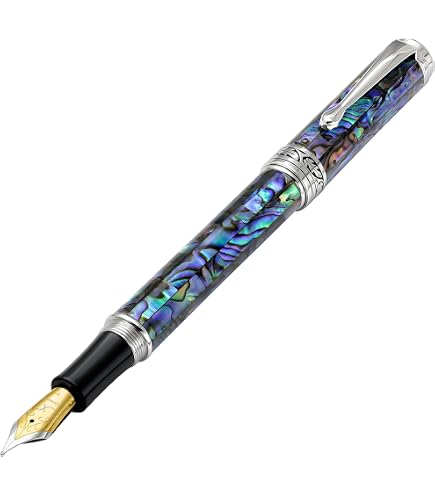 Amazon.com: Xezo Maestro Fountain Pen, Medium Nib. Natural Abalone