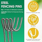 Homatz 1.15m Steel Fence Pins - 8mm Thick U-Shaped Garden Stakes (10) view 3
