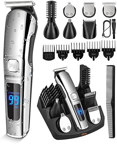 Hair Cutting Tools - Ufree Beard Trimmer for Men, Waterproof Electric Razor for Nose, Body, Face & Mustache, Cordless Hair Clippers Shavers Grooming Kit, Gifts for Men Husband Father