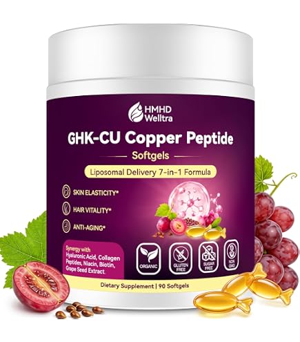 GHK-Cu Peptide Supplement, for Skin & Hair, GHK Copper Peptide Capsules, Easy to Take, Precisely Dosed – 90 Vegan Capsules : Health & Household