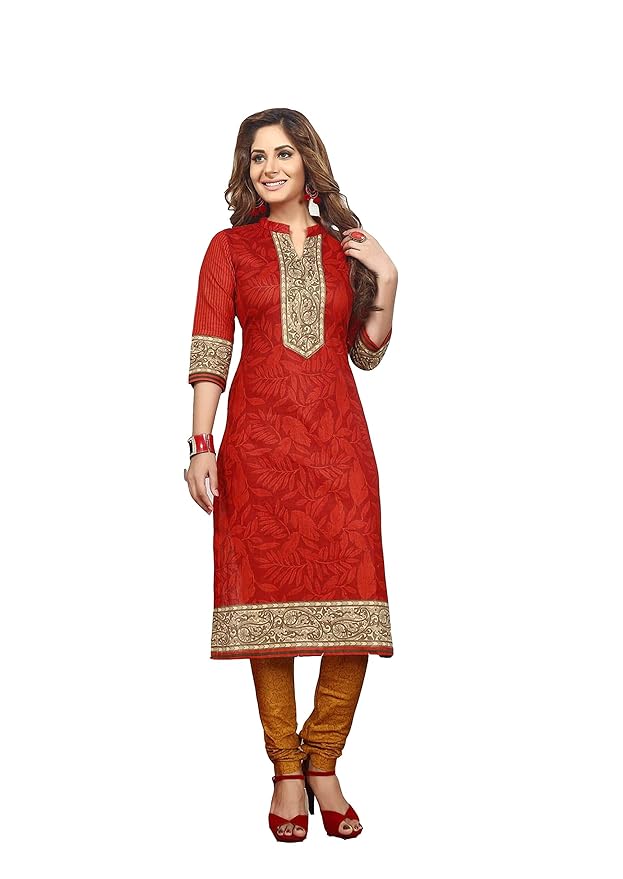 Buy Women's Kala's Cotton Unstitched Dress Material (dm1170, Red, Free