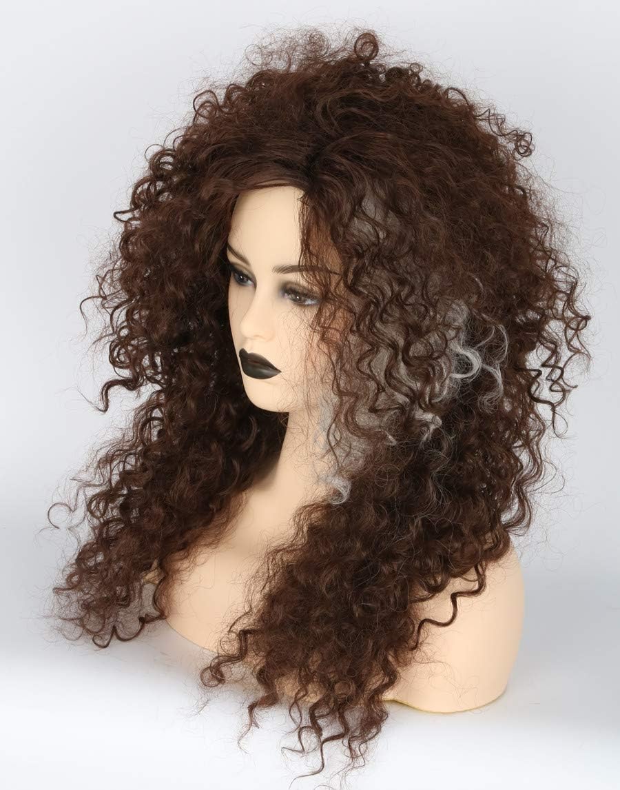 Topcosplay Brown Afro Wig for Women Long Curly Fluffy Wig for Cosplay Halloween Fancy Dress - Image 3