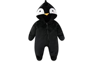 JiAmy Baby Snowsuit Baby Bear Hooded Onesie With Fold-Over Newborn Animals Fleece Outifts Thin Fall Winter Outfits