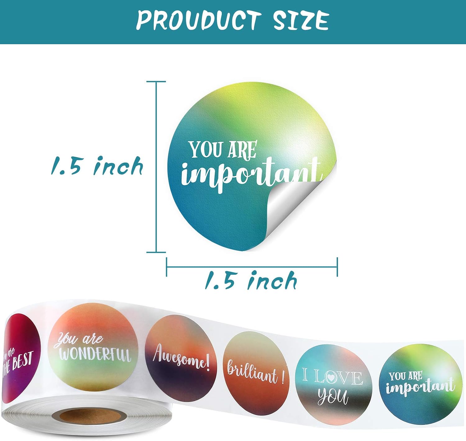 Label Encourage 600 Pieces 1.5 Inch Positive Stickers Motivational Encouragement Quote ...