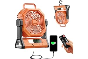 VVU&CCO Table Fan Portable Fan for Camping with LED Lantern,10000mAh Rechargeable Battery,30H Runtime,USB-C Fast Charging,3 Speeds Strong Airflow,Cordless for Travel Barbecue Home Office Tent Desk