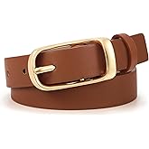 XZQTIVE Womens Leather Belt for Jeans Pants, Black Brown Waist Belts for Women with Fashion Pin Gold Buckle