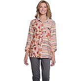 MULTIPLES Women's Turn-Up Cuff Three Quarters Sleeve Button Front 1-Pocket Shirt