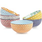 Selamica Ceramic Cereal Bowls Set of 6, 24 Oz Deep Soup Bowls for Kitchen, 5.9 Inch Dessert Bowls for Salad, Pasta, Oatmeal, Ramen, Microwave Dishwasher Safe, Set of 6, Assorted Colors