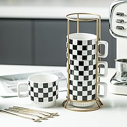 Miamolo Stackable Coffee Mug Set of 4 with Rack 11