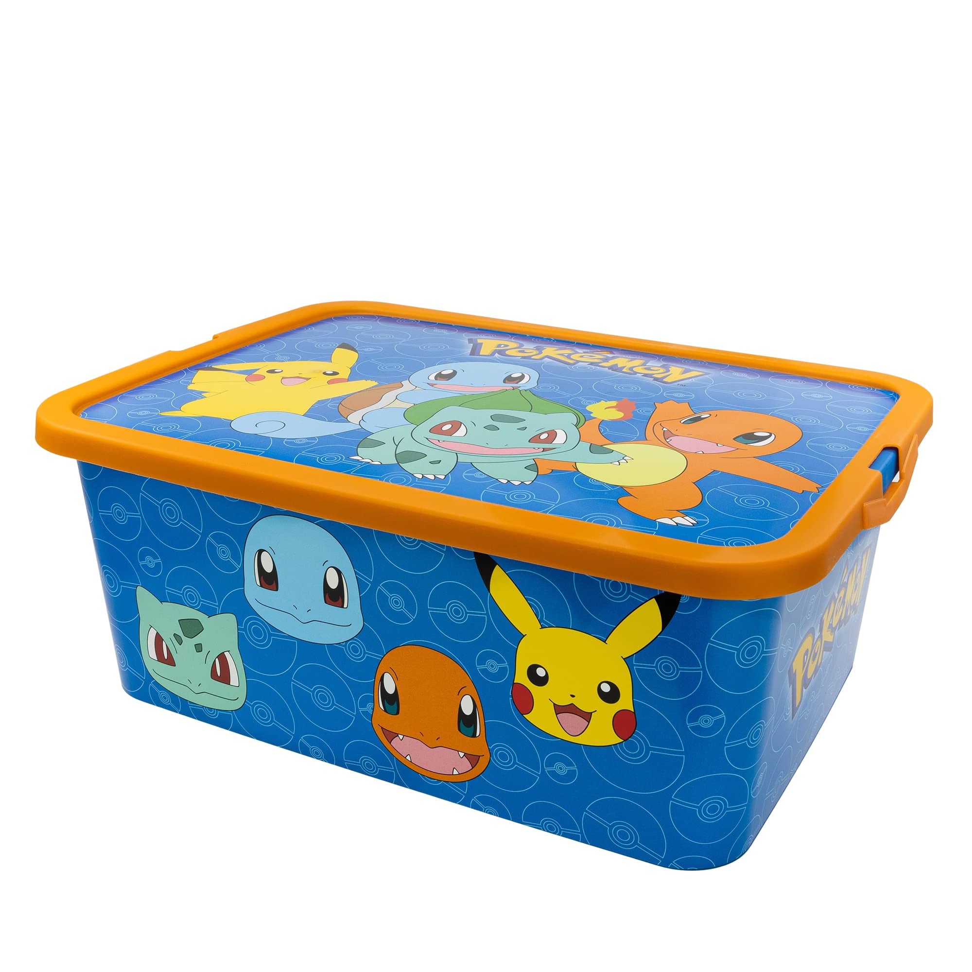 Stor Pokemon Storage Box Container with Click Lock Lid, For Kids, Bedroom, Playroom, Toys, BPA Free (13 Litre)