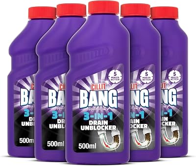 Cillit Bang 3-in-1 Power Cleaner Odour Stop Gel Drain Unblocker 5 Pack