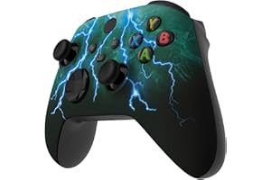 eXtremeRate Replacement Shell for Xbox Series X|S Controller, Green Storm Thunder Front Housing Faceplate Case for Xbox Series X & Xbox Series S Controller Custom Accessories