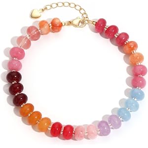 chorfla colorful Natural Stone Beaded Bracelets for Women, Boho Handmade Gemstone Bracelet, Stackable Summer Beach Jewelry