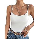 OYOANGLE Women's Double Strap Padded Cami Top Sleeveless Seamless Camisole Summer Undershirts