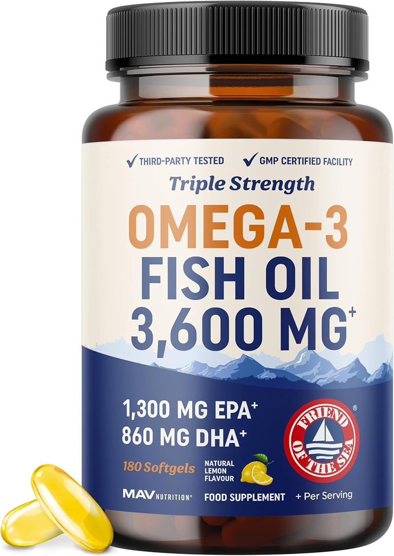 MAV Nutrition Triple Strength Omega 3 Fish Oil 3600 mg 180 Ct
