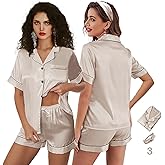 3Pcs Silk Pajamas XS-4XL Womens Satin Pajama Short Floral Sleepwear Bride Soft Pj Lounge Sets Pjs-Size: 3XL