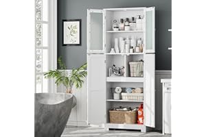 BOTLOG 67" Tall Storage Cabinet, Bathroom Storage Cabinet with Glass Door, Kitchen Pantry Cabinet with Shelves for Bathroom, Kitchen, Laundry Room, Living Room, Hallway