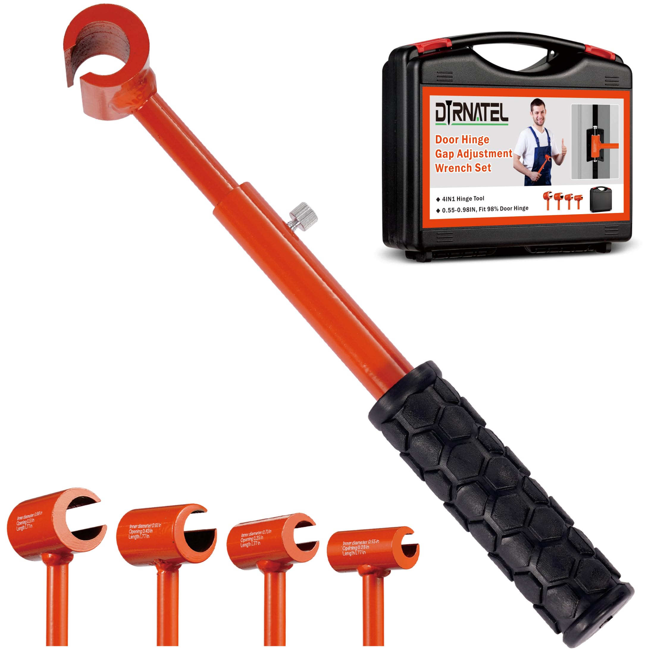 Photo 1 of dirnatel Hinge Gap Adjustment Wrench Tool Set, Upgraded 0.55-0.98 Inch Door Hinge Repair Spanner Key for Round Bolt Standard Gauge with 4-way Multi-Functional Utilities Key, Orange