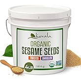 Organic Toasted Sesame Seeds (Unhulled) - 4 lb, Gluten Free Seasoning | Bulk Food Size, Premium Selection Roasted Seeds, Sauc