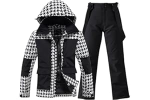 HOTIAN Women's Skisuit Ski Jackets and Pants Set Windproof Waterproof Insulated Snowsuit Winter Warm Snowboarding Snow Coat