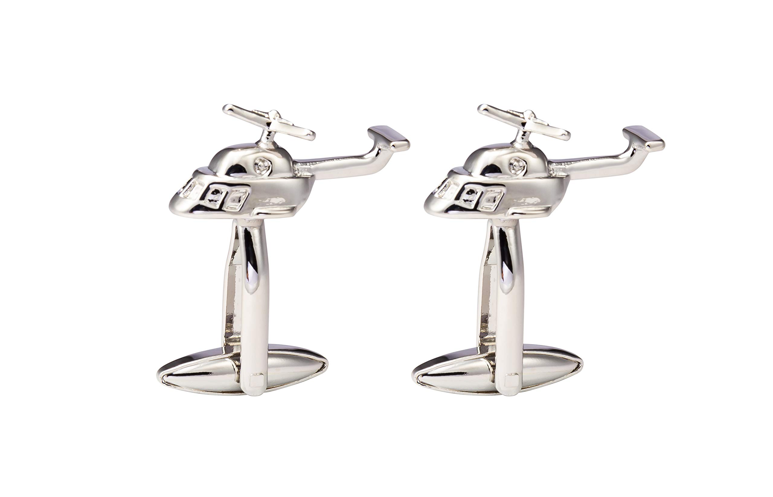 Knighthood Helicopter Cufflinks for Men Silver