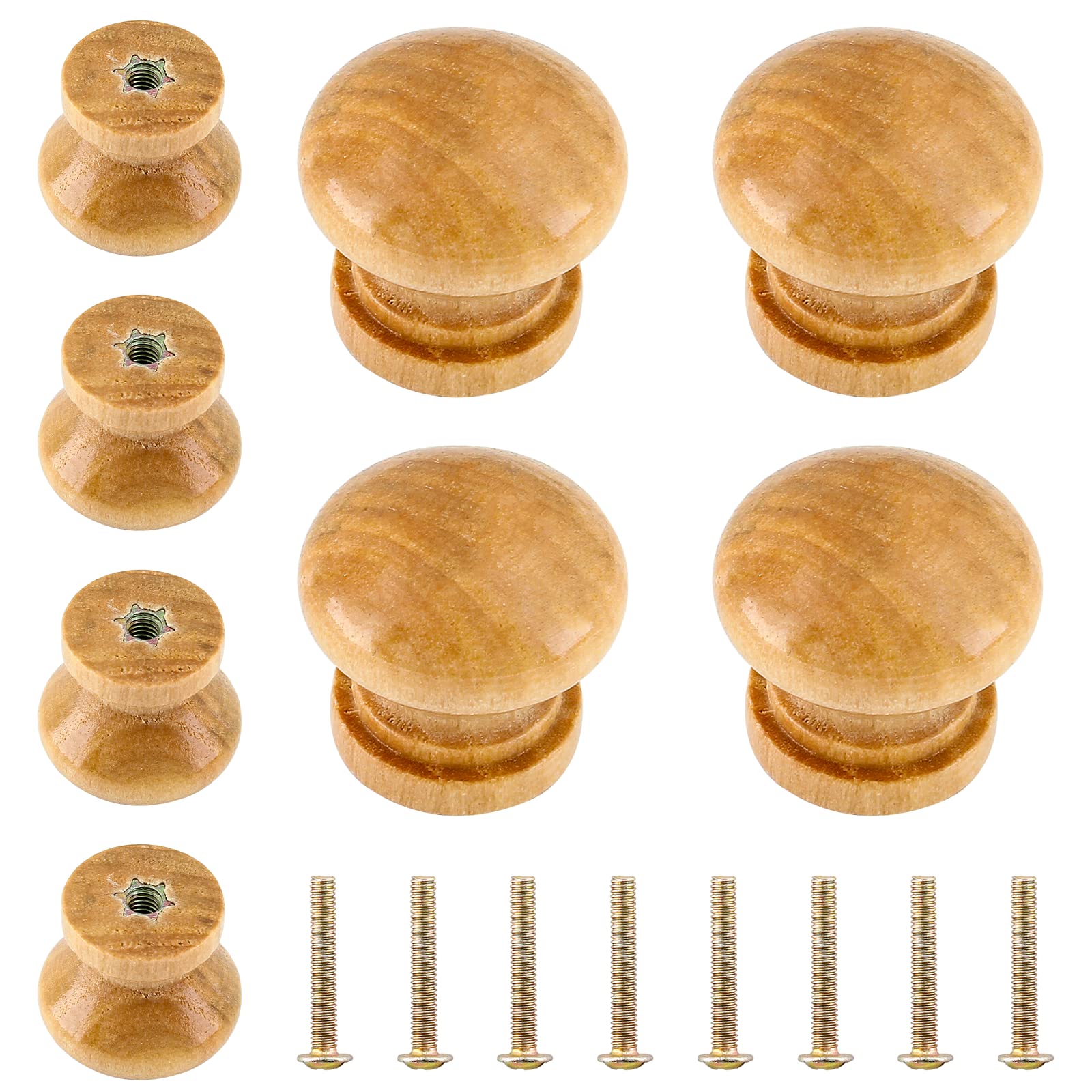 Photo 1 of Luomorgo 8 Pcs Natural Wood Dresser Knobs, Round Wooden Cabinet Knobs, Mushroom Drawer Knobs Pulls for Cabinets, Cupboard (1" Diameter, 7/8" Height)