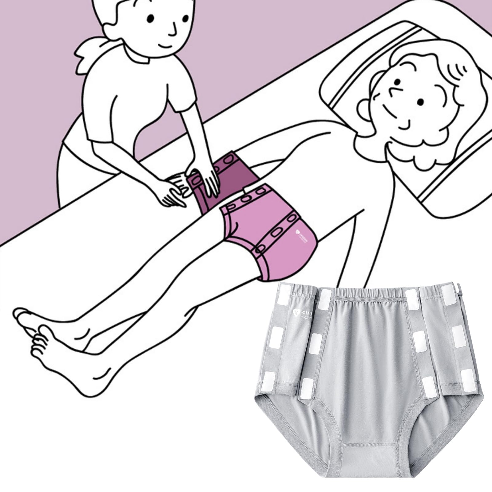 Photo 1 of LAROTSUBA Men's Reusable Adult Post Surgery Underwear,Postoperative Care Underwear,Tear Away Trousers with Magic Stick,Washable Patients Underpants,Incontinence Briefs for Elders,Patients(L)