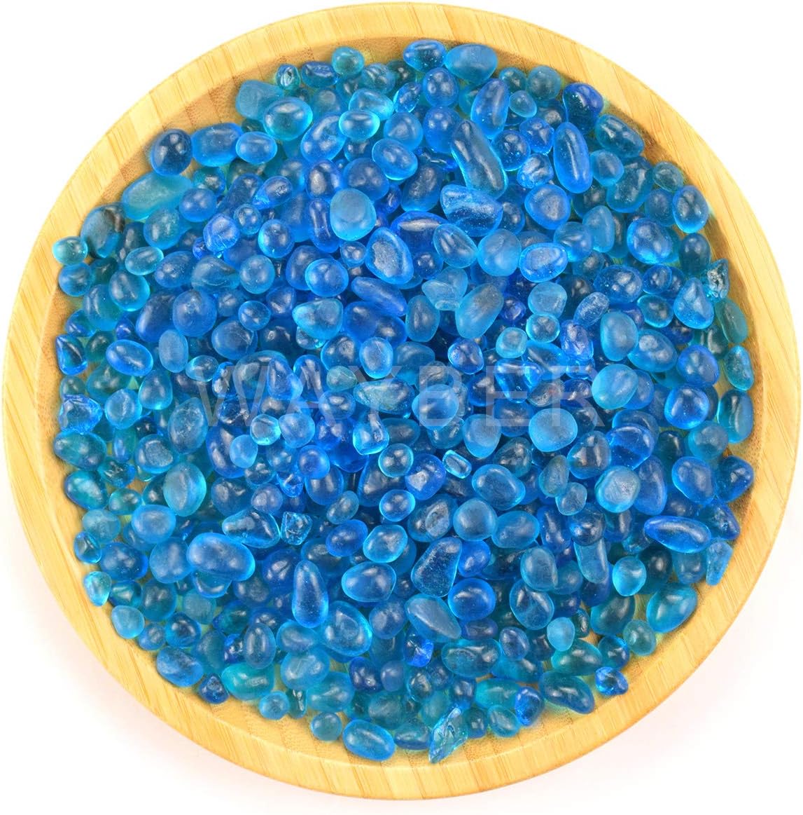 WAYBER Glass Stones, 1Lb/460g Irregular Sea Glass Pebbles Non-Toxic Artificial Crystal Gemstones for Aquarium Turtle Tank Vase Filler Terrarium Flowerpot Decoration, Lake Blue: Home & Kitchen