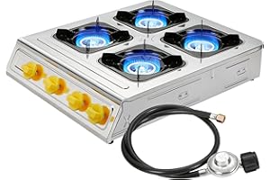 Vivicreate 40000 BTU 4 burner propane gas stainless steel tabletop outdoor camping stove cooker cooktop with CSA approval reg