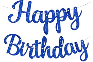 LAGYDSOVEF Pre-Strung Happy Birthday Banner No DIY Glitter Blue Happy Birthday Banner for Kids Adults Happy Birthday Sign Birthday Party Decorations Hanging Bunting Garland Backdrop