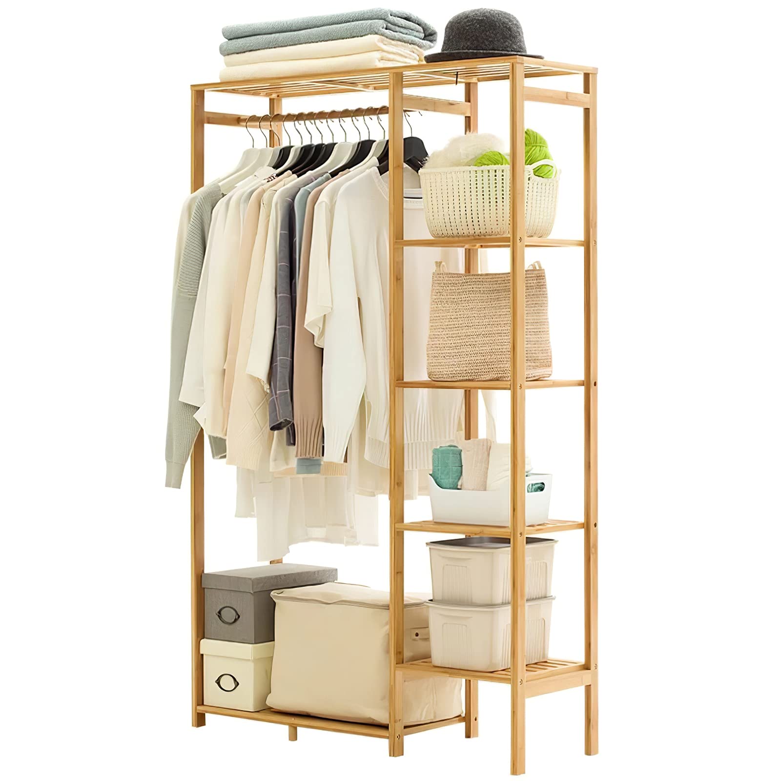 Photo 1 of ***MISSING PARTS***
Jotsport Bamboo Clothing Rack with 6 Tier Storage Shelf Multifunctional Garment Organizer Wardrobe Closet for Guest Room Kids Baby Bedroom Entryway