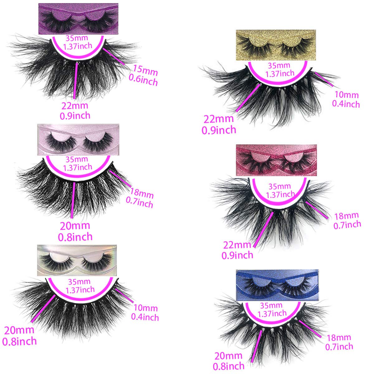 Mink Lashes bulk MIKIWI 6 Styles 30 Pack, 3D Mink Lashes wholesale,15-20mm Fluffy Long wispy lashes Real Mink Eyelashes