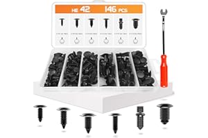 OTUAYAUTO 147PCS Universal Nylon Bumper Shield Retainer - 6 Most Common Sizes Car Body Shield Retainer Fastener Clips and Dou