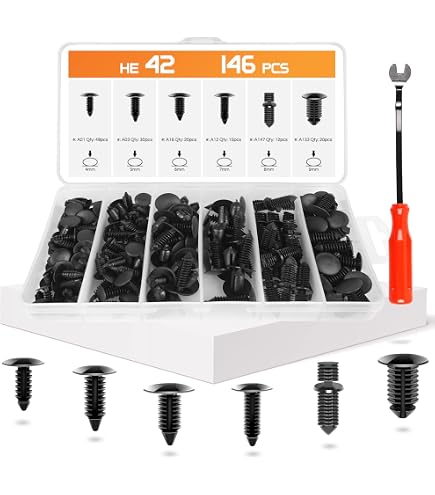 146 PCS Car Retainer Clips, 6 Popular Sizes Durable Nylon