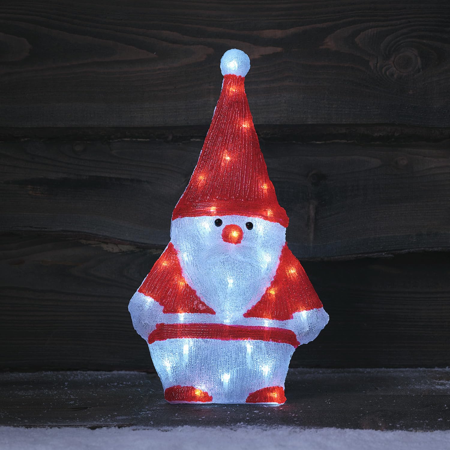 Lights4fun Outdoor Christmas Figure Light Up LED Acrylic Santa Claus Plug In Garden Decoration with Timer 51cm