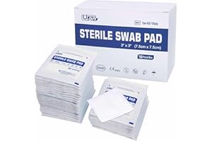 UAN 100 Pack Sterile Gauze Pads 3x3 Inch, 12-Ply 100% Cotton, Highly Absorbent Medical Gauze Sponges for Wound Care, Surgical Dressing & Home First Aid