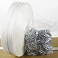 3/4" x 330' Woven Cord Strapping Kit, Packaging Strapping, Woven Cord Strapping Roll and 50 Pack Metal Strapping Wire Buckles, 2400 lbs Break Strength