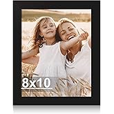 Hongkee 8x10 Picture Frame, Made of Real Glass and Wooden Frame, Horizontal and Vertical Display for Wall or Tabletop (Black, 1 Pack)