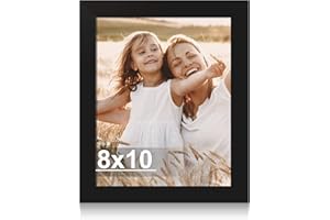 Hongkee 8x10 Picture Frame, Made of Real Glass and Wooden Frame, Horizontal and Vertical Display for Wall or Tabletop (Black, 1 Pack)