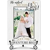 Engagement Gifts Picture Frame, He Asked She Said Yes Photo Frame, Wedding Engagement Gifts for Couples Newly Engaged, Desk Tabletop Decor for 4 x 6 Photo-B19
