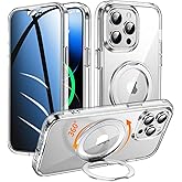 WASTROYAL Privacy Case for iPhone 14 Pro Max with 360°Stand [Built-in Anti Peeping Screen Protector] [Compatible with MagSafe] [Magnetic Ring ] Full Body Protective Phone Cover 6.7", Clear