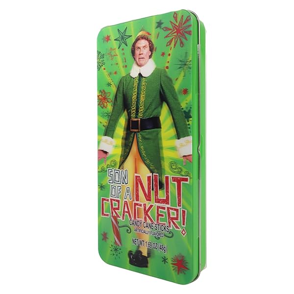 GALERIE ELF CHRISTMAS CANDY CANE STICKS TIN, SON OF A NUTCRACKER, 2024 STOCKING STUFFER GIFT, 1.69 OUNCES