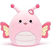 PLAYNICS Large Butterfly Plush Pillow Stuffed Animal Toy,15" Big Size Cute Soft Toys Fat Kawaii Hugging Stuff Cuddle Huggable Plushie,Gift for Kids