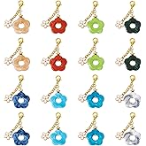 Cheriswelry 16pcs Flower Acrylic Pendants Metal Floral Earring Charms Lobster Claw Clasps Keychain Charms Hang Ornament 58mm for DIY Craft Bracelet Necklace Jewelry Making