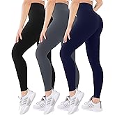 Blisset 3 Pack High Waisted Leggings for Women with Pockets Soft Active Tummy Control Pants for Yoga Running & Daily Wear
