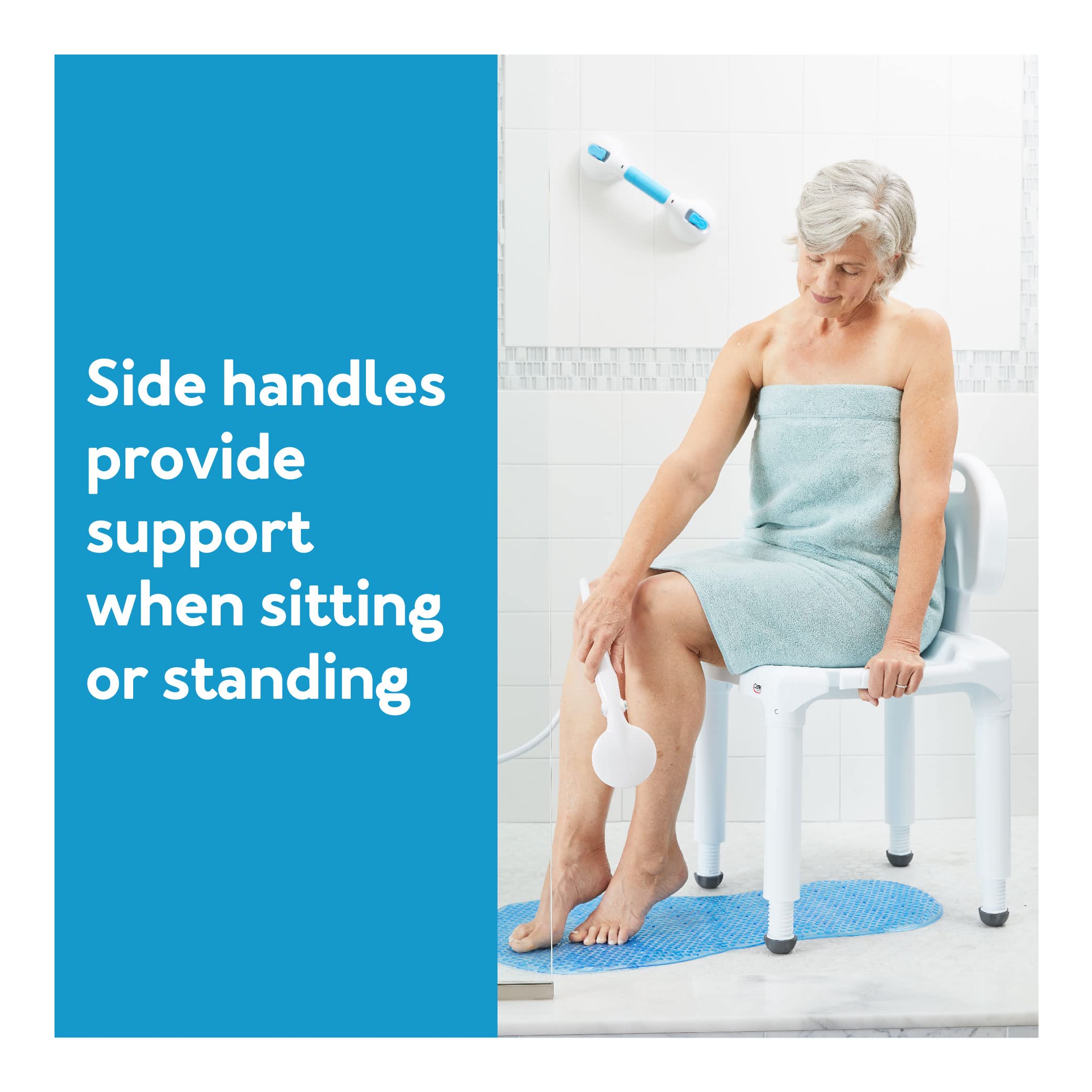 Carex Bath Seat And Shower Chair with Backrest for Seniors, Bath Chair For Elderly, Disabled, Handicap, and Injured Persons, Supports Up To 400lbs, Shower Seat For Inside Shower, Made in USA