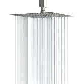 Lordear Rain Shower Heads High Pressure, Rainfall Showerhead for Bathroom Fixed Mount, 12 Inch Large Square High Flow Shower Head (Brushed Nickel)