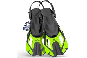 Emsina Snorkel Fins Adjustable Buckles Open Heel Swim Flippers Travel Size Short Swim Fins for Snorkeling Diving Swimming Adult Men Womens & Kids