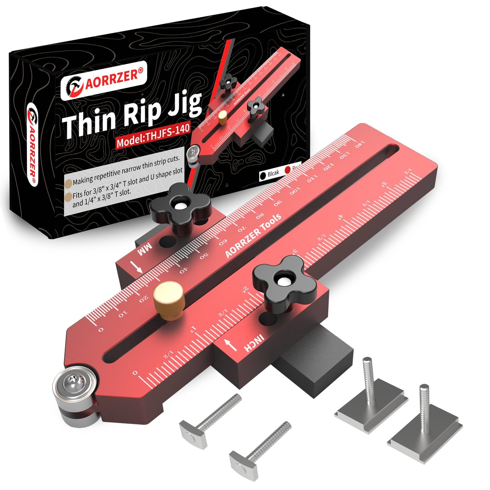Photo 1 of AORRZER Thin Rip Jig Table Saw Jig Guide, Making Repetitive Narrow Strip Cuts, Fit for 3/4" x 3/8" T/U Slots, Woodworking Tools Thin Rip Guide for Table Saw Band Saw Router Table